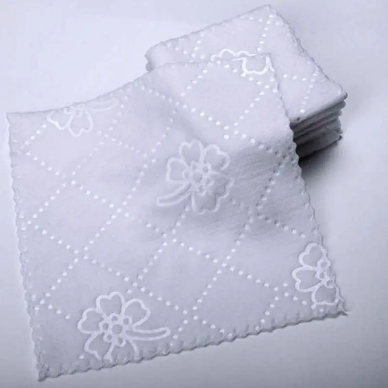 1 шт. ультразвуковая кружевная квадратная белая салфетка Wmbossed волокна салфетки носовой платок одноразовые принадлежности для отеля ресторана
