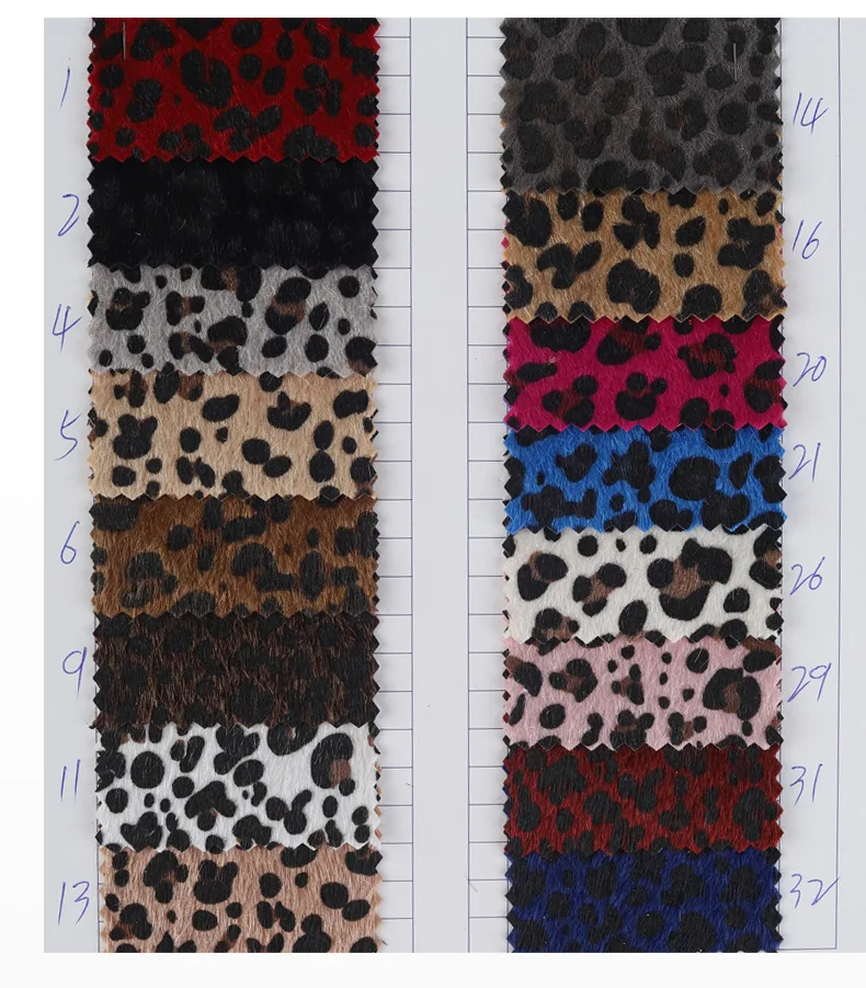 Synthetic Pu Oxford Base Faux Horse Hair Leopard Print Fabric Materials