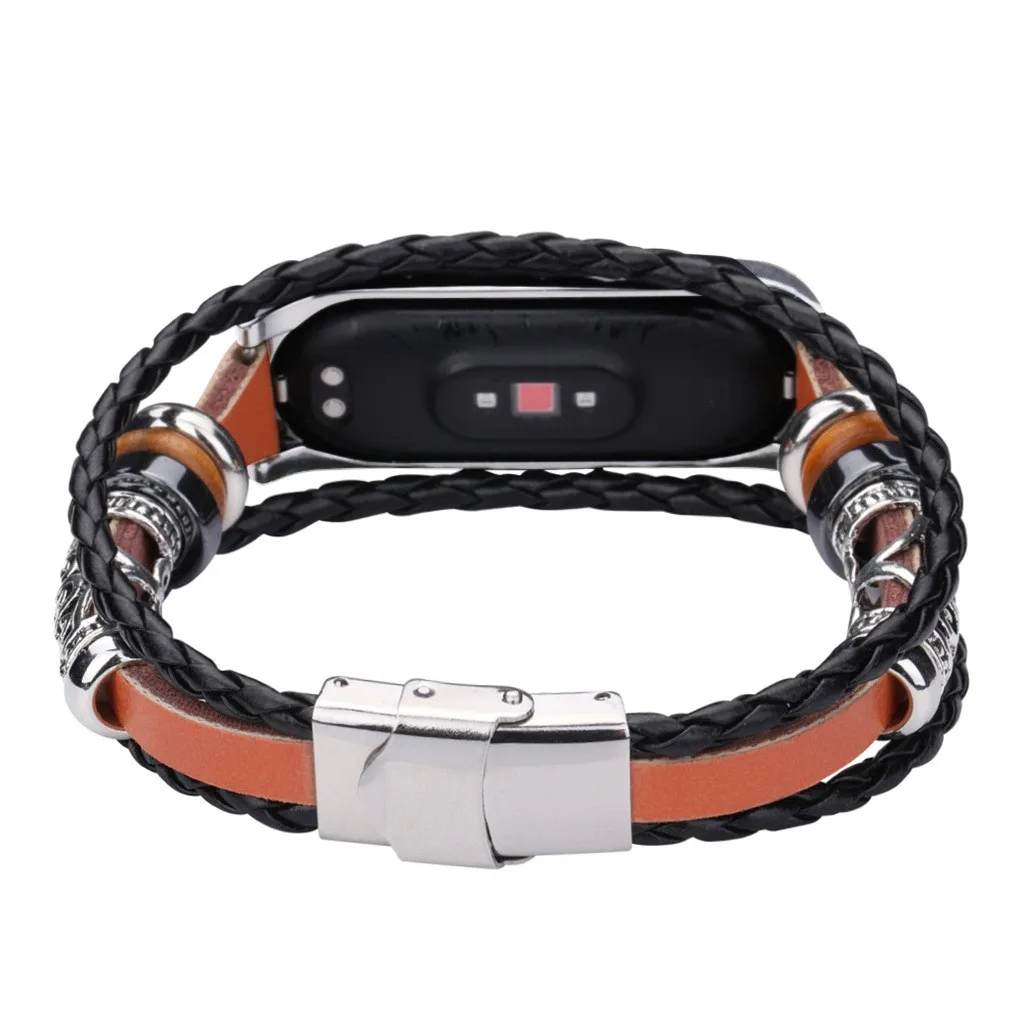 Ремешок на запястье для Xiaomi Mi 4 Смарт-часы ремешок кожаный бисер Замена мужской t браслет женский мужской спортивный модный ремешок 19Aug