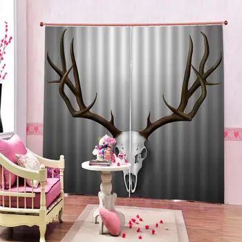 

grey curtains Photo 3D Curtains for Living Room Window curtains animal head curtains