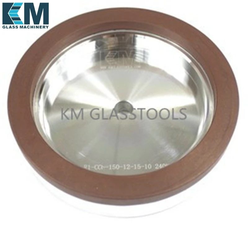 KM Resin wheels R1-CC4-D150/130xd(hole)-15x10 for Glass Straight-line Edging,Variable miter,Double edging machine, Customized.