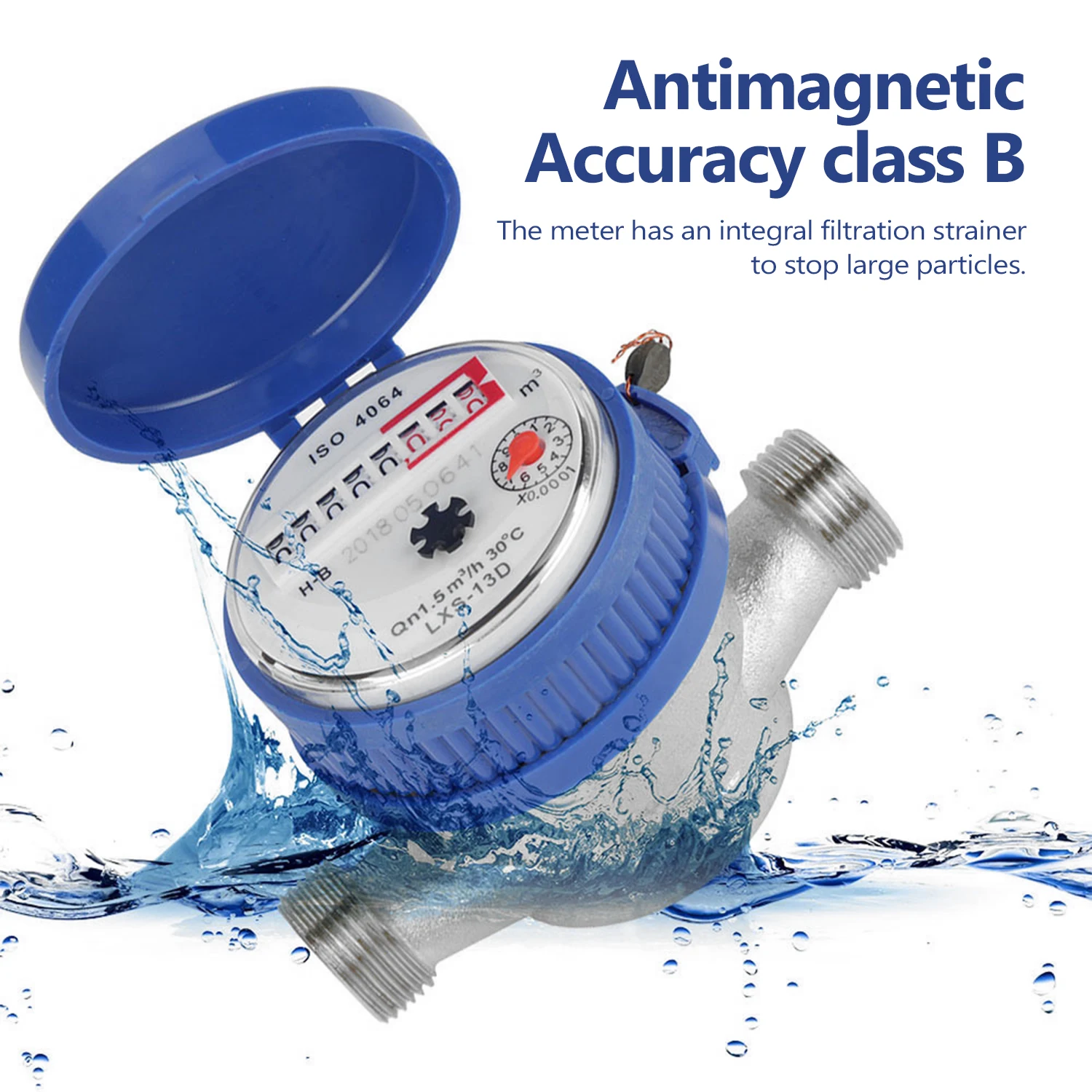 Household 15mm 1/2" Intelligent Water Meter Mechanical Rotor Type Cold Water Meter Pointer Digital Combination Meters