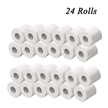

24Pcs Soft White Toilet Paper Towels Rolls Toilet Paper Household Paper Products 4 Ply Paper Tissue