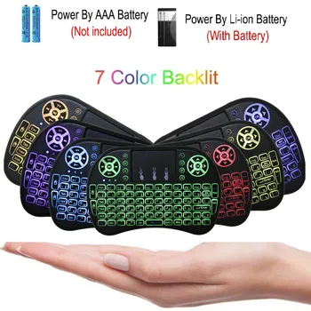 

2.4GHZ USB Wireless Keyboard I8 Mini Keyboard Mixed Colors Backlit Air Mouse English Keys Gaming Keyboards for laptop TV box PC