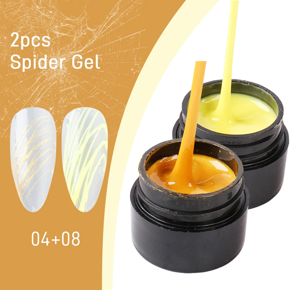 2pcs Spider Web Nail Drawing Gel Black White Drawing Polish Gel Pulling  Silk Soak Off UV Varnish Lacquer Manicure Decor NT1615-2