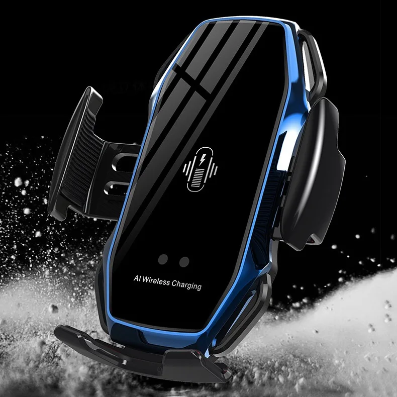 Wireless Car Charger Holder Automatic Clamping 10W Qi Fast Charging Smart Sensor Car Air Vent Mount Wireless Phone Charger Stand - Plug Type: Blue Air Vent