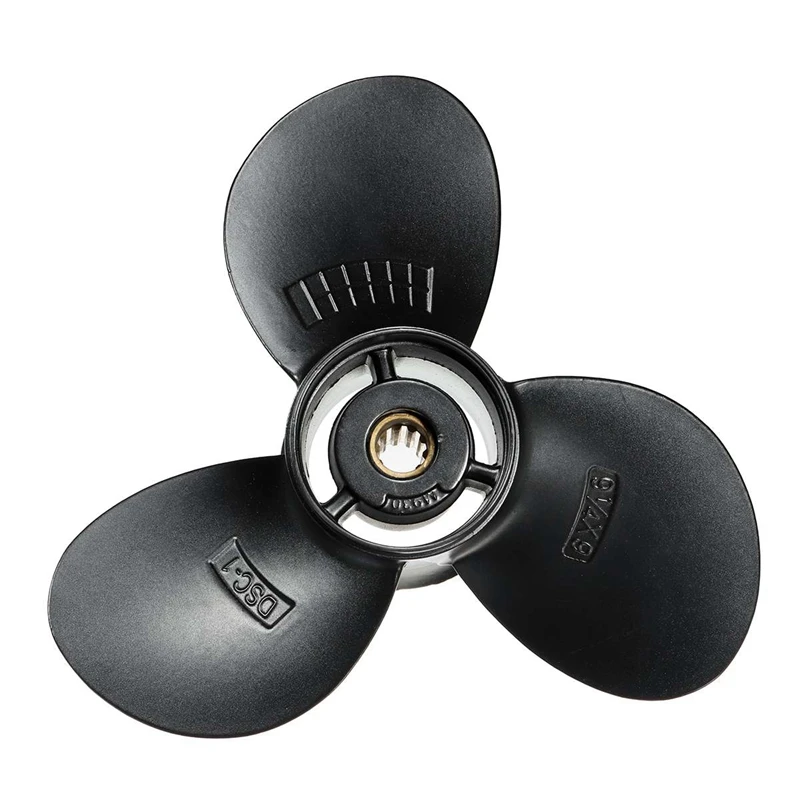 Outboard Propeller 58100-93723-019 For Suzuki 8-20Hp 9 1/4 X 9 Aluminum Alloy 3 Blade Black 10 Spline Tooth R Rotation