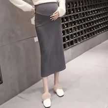 Длинные юбки для женщин, элегантная осенне-зимняя теплая эластичная юбка, однотонная прямая юбка средней длины для беременных, gonne donna invernali# y3