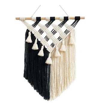 

Hand-Woven Cotton Rope Bohemian Tapestry Wall Decoration Boho Chic Lace Tapestry Ornament for Home Living Room Bedroom Decor