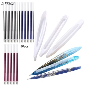 

3Pcs Ballpoint Pen Silicone Resin Molds With 30Pcs Refills Epoxy Resin Art Craft