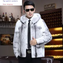 Зимняя куртка из натурального меха норки, мужская шуба из натурального меха с капюшоном из натуральной кожи, мужские куртки из норки, роскошные шубы Z08-A-3 KJ3440