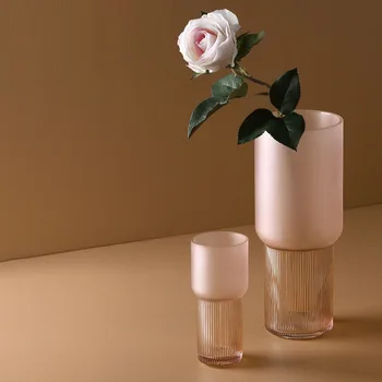 

Simple Pink Glass Vase Decoration Desktop Flower Arrangement Living Room Bedroom Hydroponic Glass Flower Home Decoration Wedding