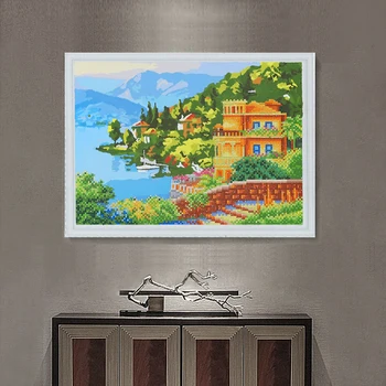 

Meian Diamond Painting Partial Scenic Sea House Wall Art Artwork for Kids 2019 New Arrivals Landscape Night Paint by Numbers