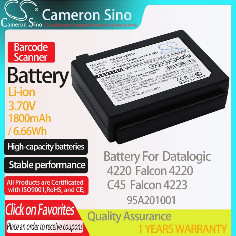 CameronSino Батарея для сканер штрих-кода Datalogic 4220 C45 Тысячелетнего Сокола 4223 подходит