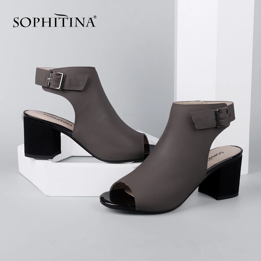 SOPHITINA/модные женские босоножки с круглым носком из высококачественной натуральной кожи; удобная обувь на квадратном каблуке; новые сандалии ручной работы; X07