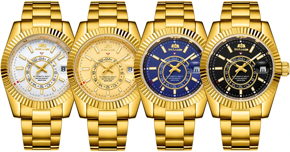 Cinturino meccanico automatico a carica automatica in acciaio inossidabile oro rosa argento blu data lusso cielo 40 mm da uomo_voghion.com