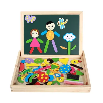 

Magnetic Drawing Board Enlightenment Children Gift Wooden Jigsaw Double Sided Girls Kids Game Cognitive Toddlers Educational Toy