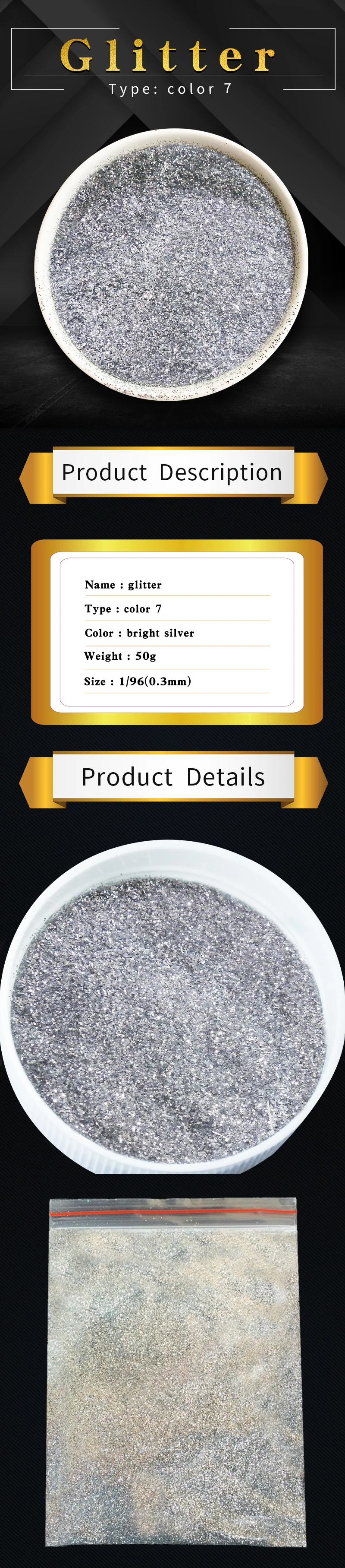 No.7 Silver Glitter Paint Pearl Powder Coating 50g for Crafts Christmas  Decorations Nails Pigment Automotive Coatings Ceramic - AliExpress