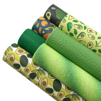 

David accessories 7pcs/set 20*34cm Multi-material Green Series Faux Synthetic Leather Fabric Sheets DIY Bow Bag Shoes,1Yc10247