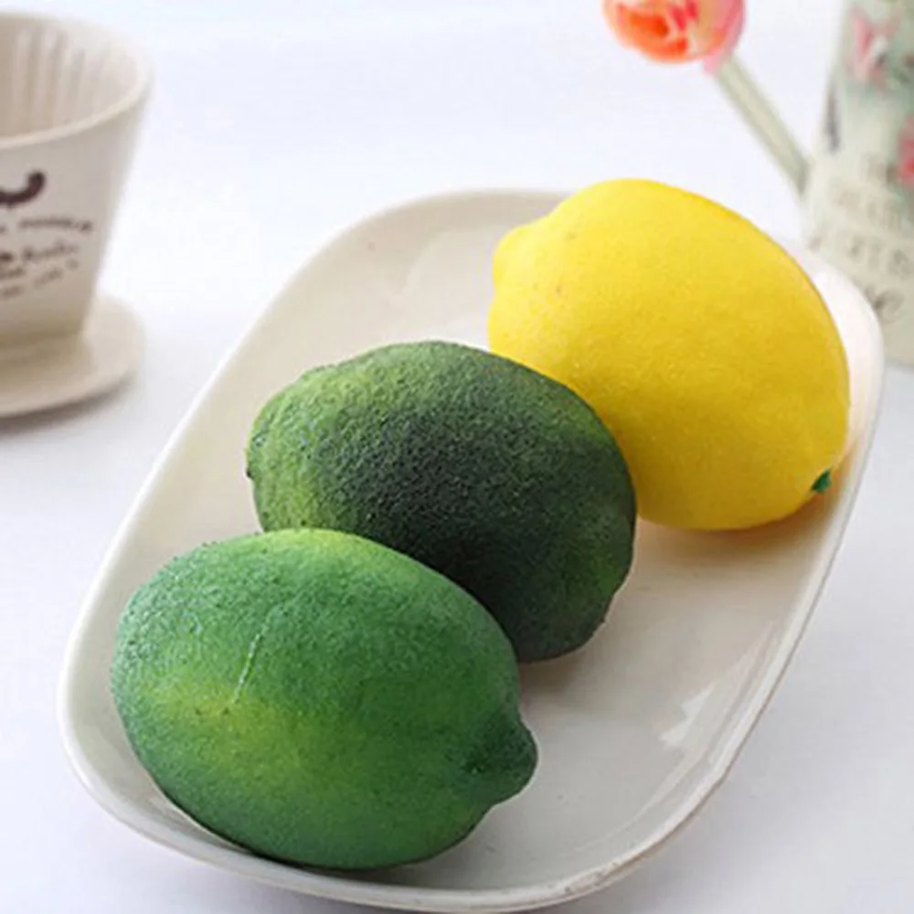 10x Faux Limes Lemons Decorative Foam Artificial Simulation Fruit Home Decors