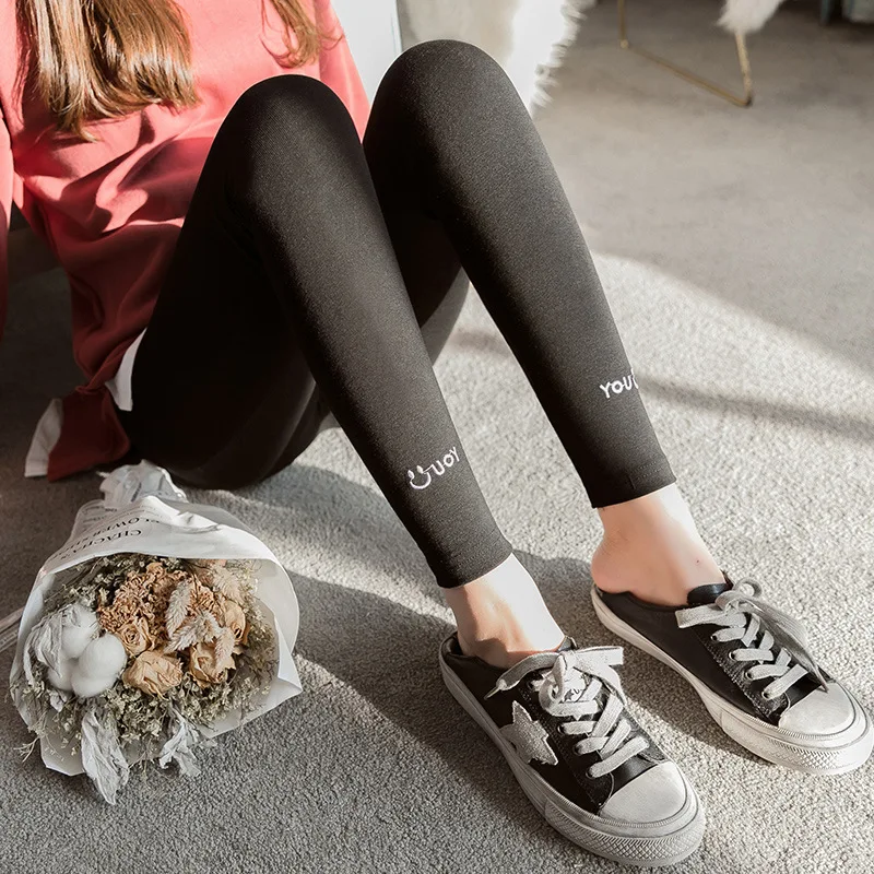 

2019 Spring New Products Korean-style Fashion Thin Pure Cotton Lettered Pants Feet Pregnant Women Skinny TOEFL Pants