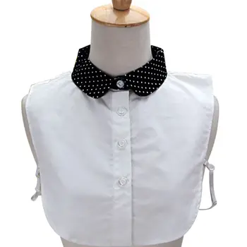 

Women Pure Color Wave Point Pattern Lapel Choker Necklace Shirt Fake False Collar LX9E