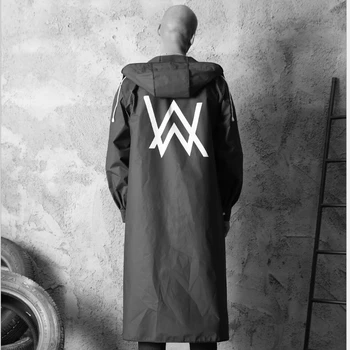 

Black Rainwear Men Long Sleeve Solid All Season Button Closure Raincoat Hooded Adults Fashion Casual Hooded Neck 2019 60yy149