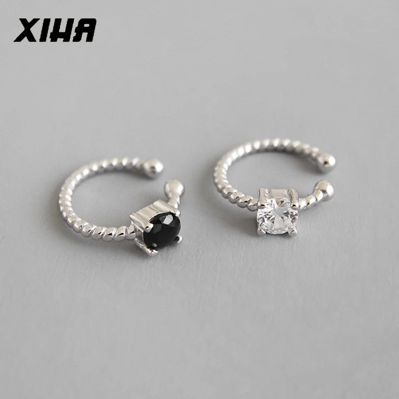 

XIHA Clip Earrings without Piercing for Women Single Ear Cartilage Earring Round Rhinestone Korean Fashion Style Minimal Jewelry