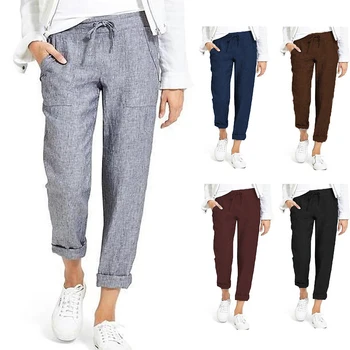

Version of Wide-leg Haren Pants Women Suit Nine-point Pants Versatile New Summer Thin Style Casual Pants Women Solid Color Pants