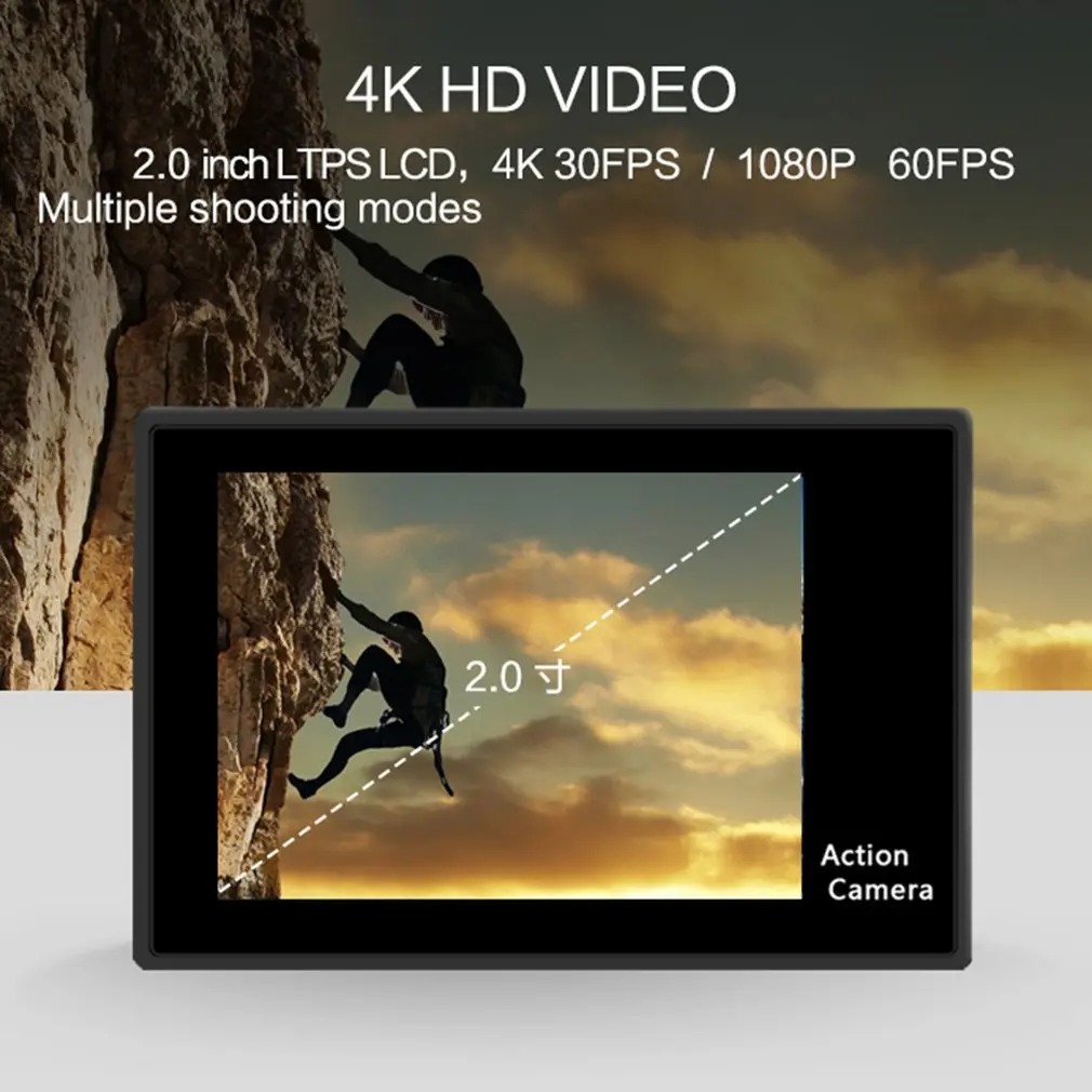 H9 портативная мини Ультра Full HD 4K водонепроницаемая Спортивная камера 30M Wi-Fi экшн видеокамера 2 дюйма ЖК-дисплей 170 градусов широкий угол