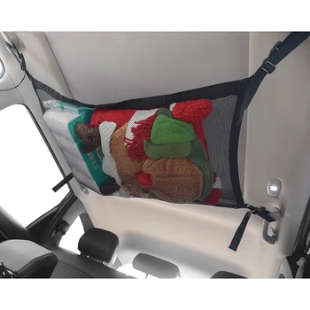 

​31*20inches Adjustable Car Roof Cargo Mesh Storage Bag Ceiling Hanging Luggage Storage Organizer Pocket
