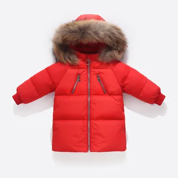 

2020 Kids Winter Down Jacket Fur Collar Long Boys Winter Jacket 1-6 Years Baby Girl Coat Infant Snowsuit Children Parka