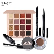 IMAGIC Eyes, повседневный макияж, 4 шт., 16 цветов, палитра теней для век, Черная Подводка для глаз, тушь для ресниц и крем для бровей