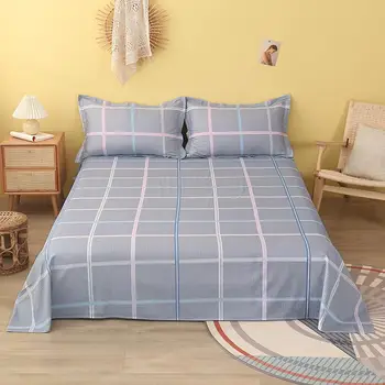 

1pc 100% Cotton Flat Sheet Single/Double/Full/Queen/King Bed Sheet Geometric Style Bed Cover Super Soft Mattress Protector