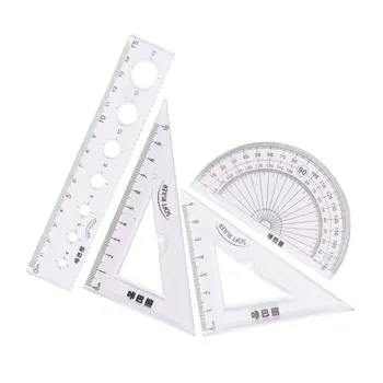 

4 Pcs/1 Set Student Rulers Set Soft Bendable Stationery Rulers with Wave Clear Durable Student Rulers for Girl Boy (Transparent)