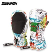 GSOU снежной погоды Зимние перчатки для детей теплые Водонепроницаемый для мальчиков и девочек, защита от ветра, Лыжный Спорт Сноубординг теплые перчатки для защиты рук