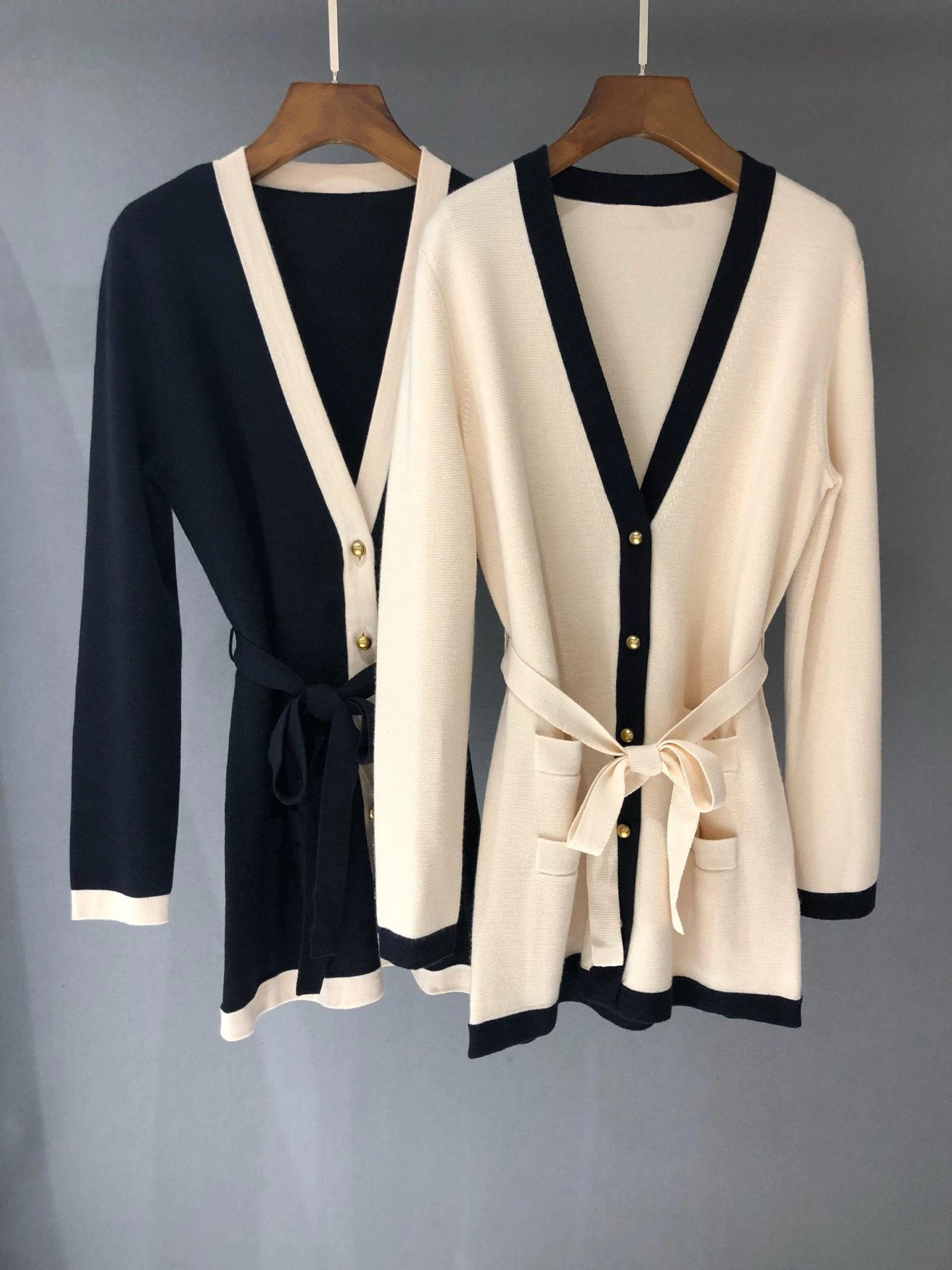 new ladies fashion long-sleeved sexy lace V-neck wool cardigan 0723