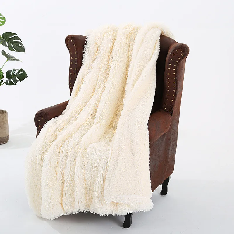 

Soft Long Shaggy Throw Blanket Bed Cover Sofa/Bed/ Couch Blanket Fluffy Sherpa Warm Winter Solid Color for Kids Adults