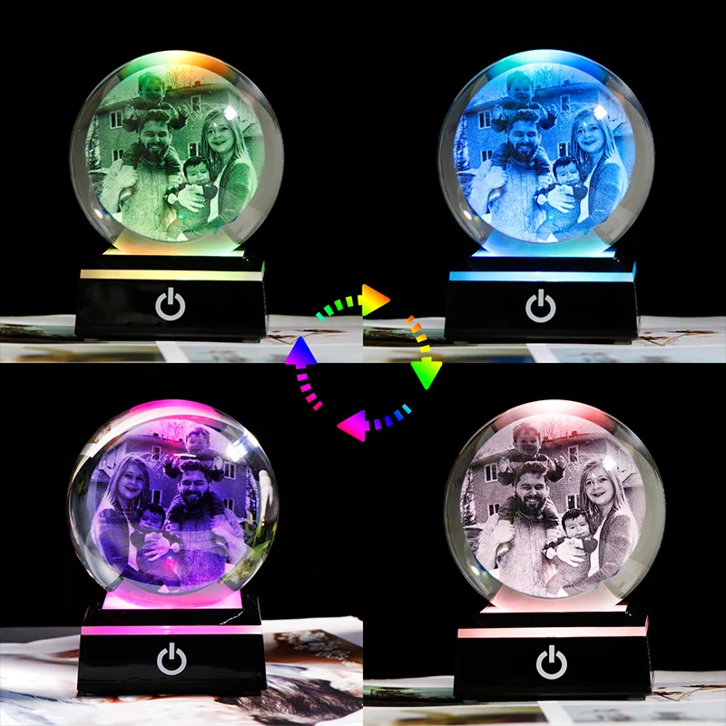 Customized 8 cm K9 Crystal Ball Personalized Gift to Girlfriend Wedding Gift Christmas Gift 2D Laser Engraved Globe