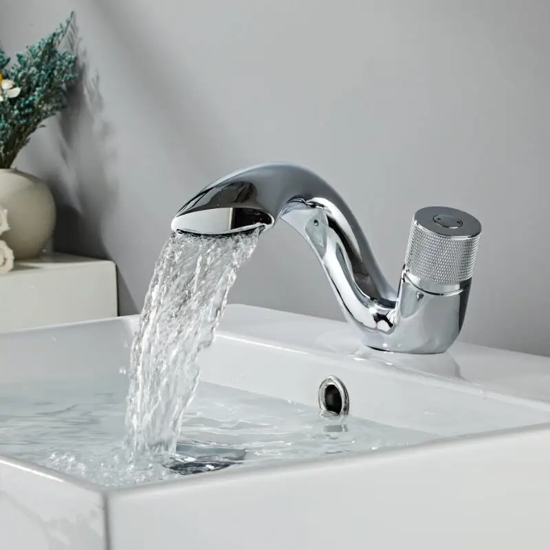 

Gold Basin Faucet Black Bathroom Faucet Chrome Sink Mixer Tap Hot and Cold Waterfall Faucet Unique Design Basin Lavtory Faucet