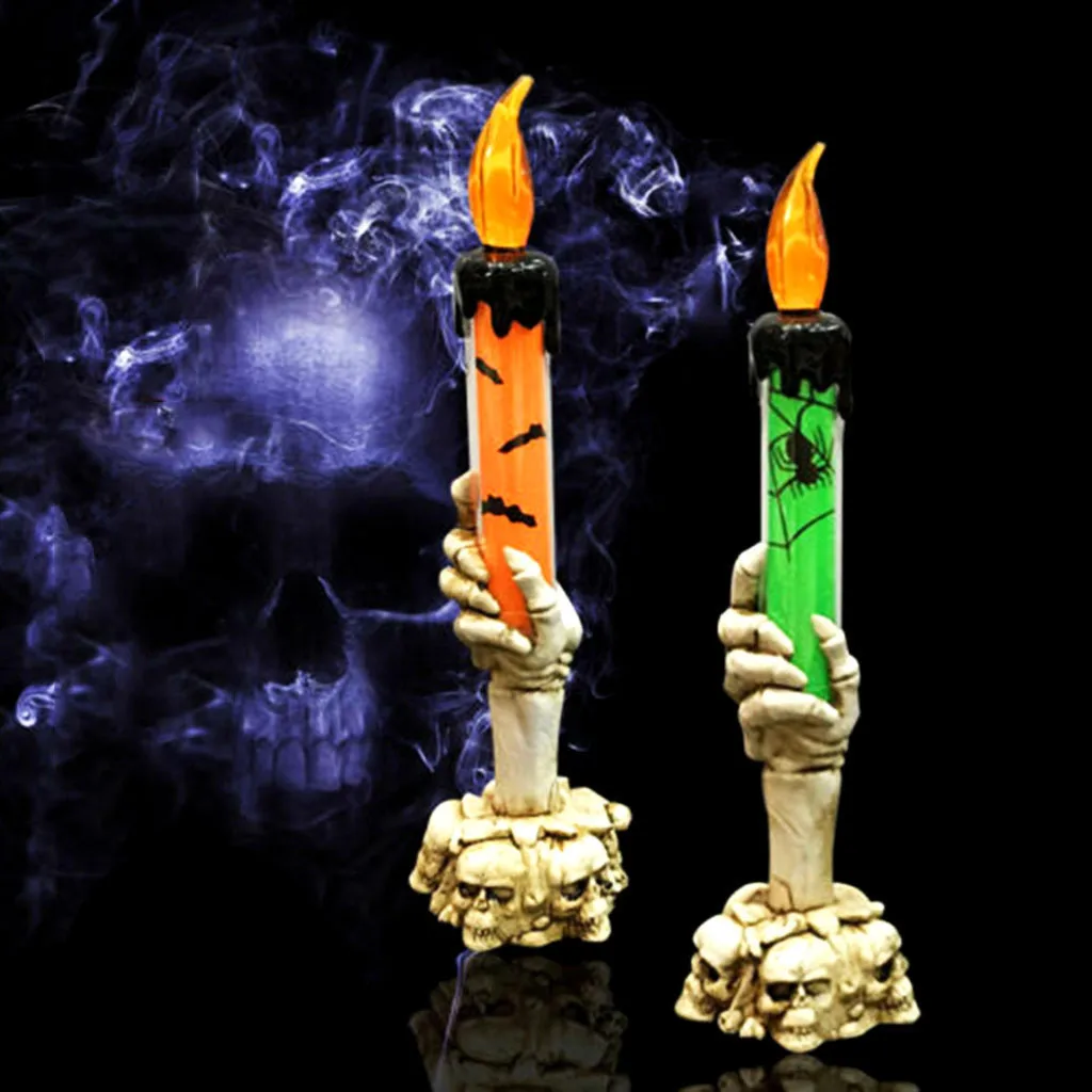 Halloween Skull Skeletal Hand Holder Candle Light Decoration