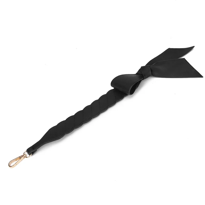 Black Женская сумка из искусственной кожи с широким ремнем, модная кожаная короткая сумка с бантом, одноцветная сумка, аксессуары, украшение, золотая металлическая пряжка - Цвет: Black
