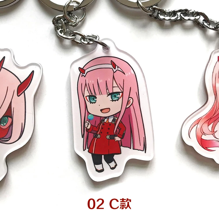 unique halloween costumes Anime DARLING in the FRANXX 02 HIRO ZERO TWO Keychain Cosplay Acrylic Figure Keyring School bag Cute Pendant Charms Xmas Gifts simple halloween costumes Cosplay Costumes