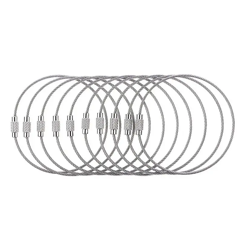 Stainless Steel Aircraft Cable Wire Keychain Twist Screw Lock Pack of