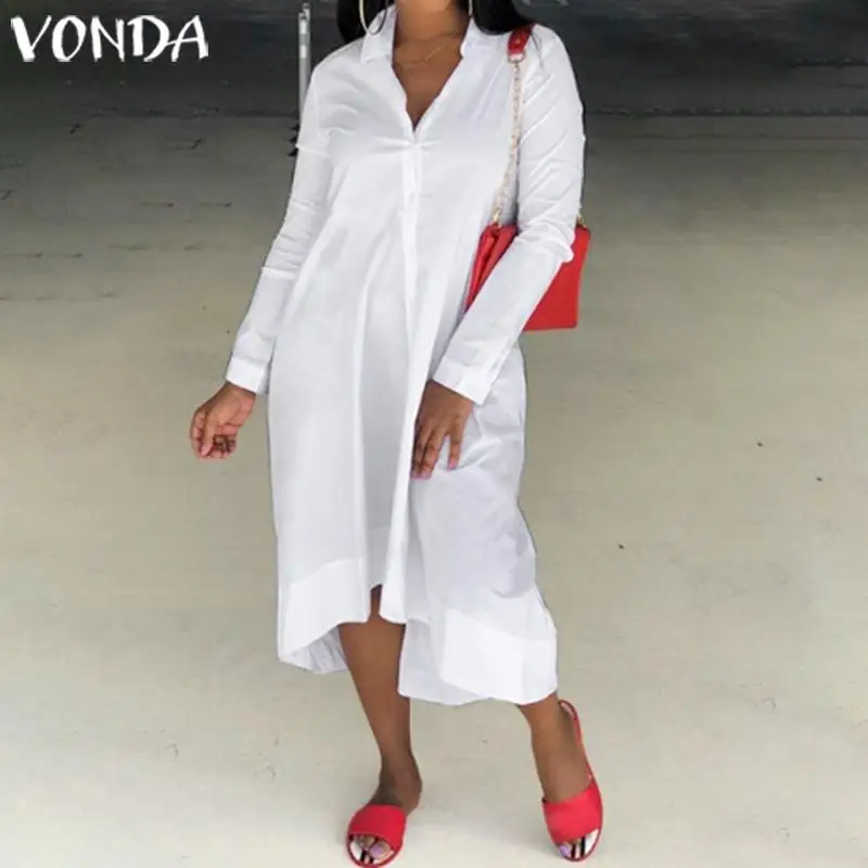 

VONDA Black Dress 2019 Women Sexy Long Sleeve Party Dresses Autumn Office Ladies Sundress Tunic Beach Vestidos Robe Plus Size