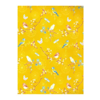 

Original Chinese Yellow Blue Flowers Birds Environmentally Non-Woven Wallpaper Living Room Bedroom Tv Background Wall Stickers