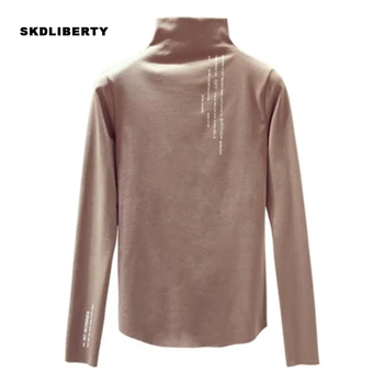 

2019 New Female Fashion Printing Plus Cashmere Long Sleeve T-shirt Winter Cotton Casual Round Neck Tops For Woman's Shirt Cloth