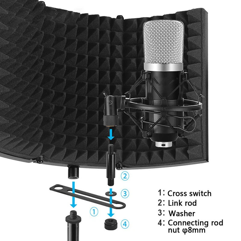 Складной микрофон акустический изоляционный щит из сплава акустическая пенная панель студийный звукозаписывающий микрофон Аксессуары
