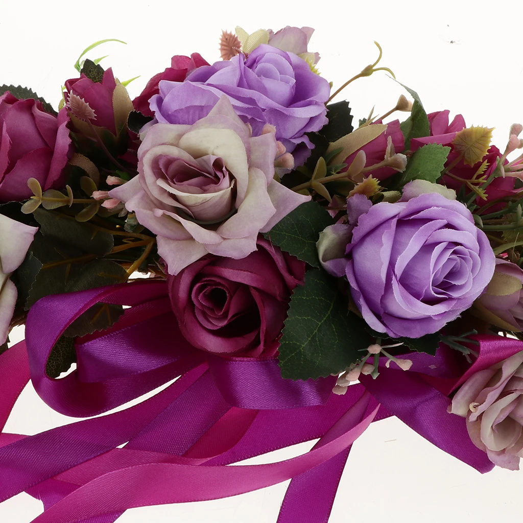 Simulation Rose Flower Chair Back Window Mirror Wall Door Wreath Garland Hanging Wedding Decorations