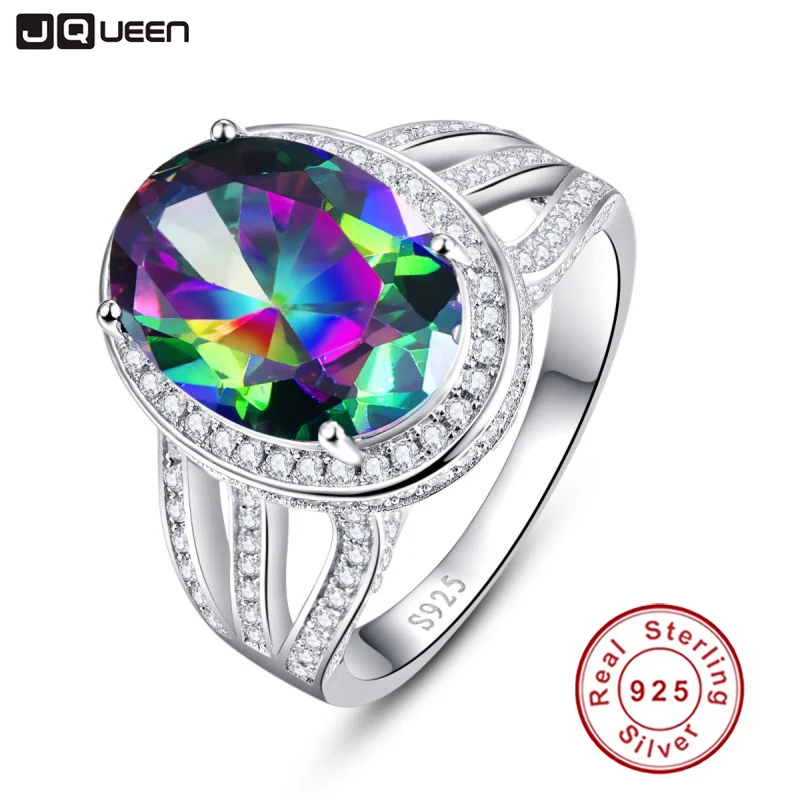 10.2ct Овальный натуральный камень Радужный Огонь Мистик Топаз коктейльное кольцо